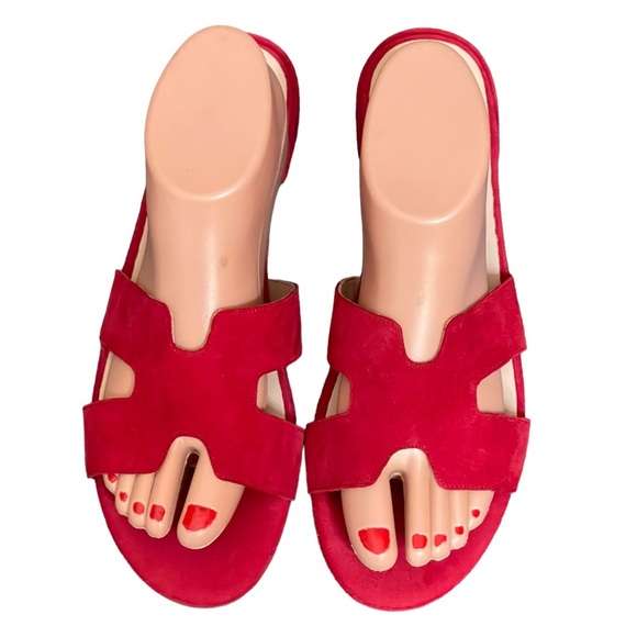 Patricia Green Hallie Slide Sandal In red suede size 10 - Picture 1 of 12